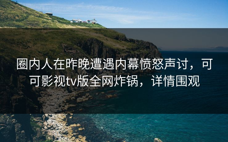圈内人在昨晚遭遇内幕愤怒声讨，可可影视tv版全网炸锅，详情围观