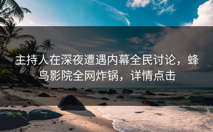 主持人在深夜遭遇内幕全民讨论,蜂鸟影院全网炸锅,详情点击 主持人在深夜遭遇内幕全民讨论,蜂鸟影院全网炸锅,详情点击
