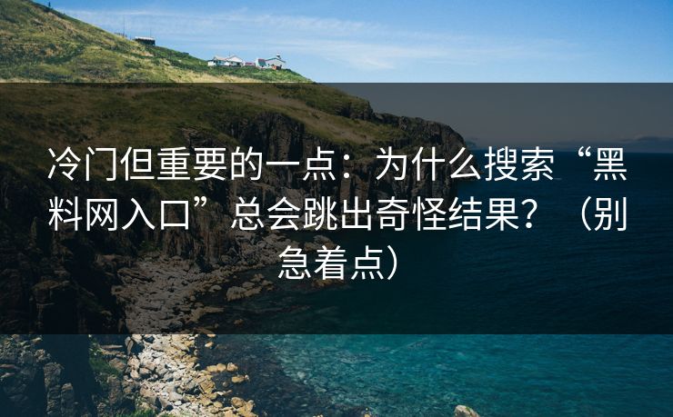 冷门但重要的一点：为什么搜索“黑料网入口”总会跳出奇怪结果？（别急着点）