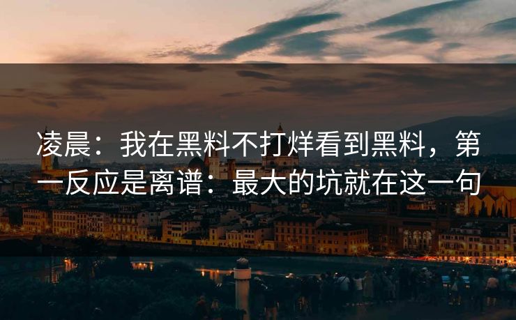 凌晨:我在黑料不打烊看到黑料,第一反应是离谱:最大的坑就在这一句 凌晨:我在黑料不打烊看到黑料,第一反应是离谱:最大的坑就在这一句