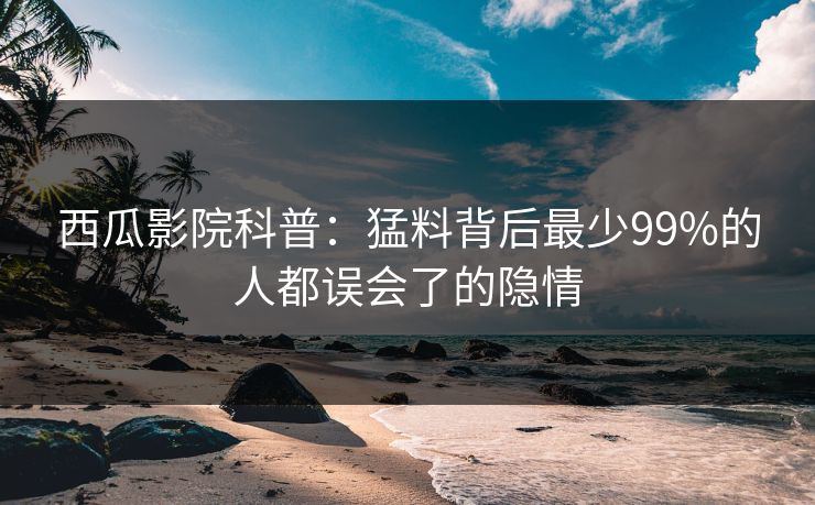西瓜影院科普：猛料背后最少99%的人都误会了的隐情