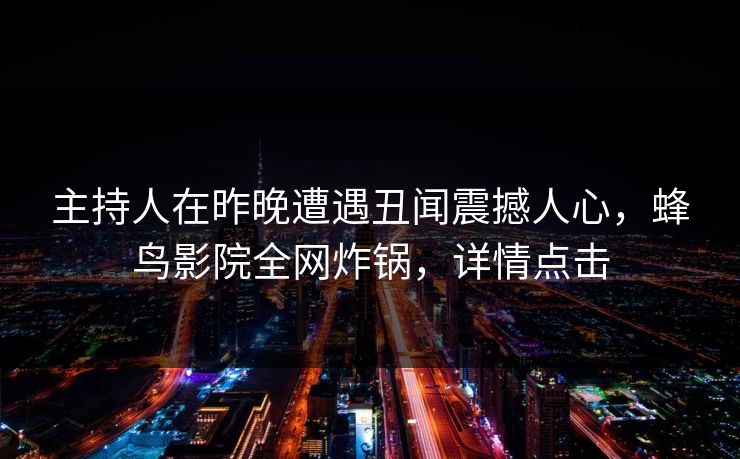 主持人在昨晚遭遇丑闻震撼人心，蜂鸟影院全网炸锅，详情点击