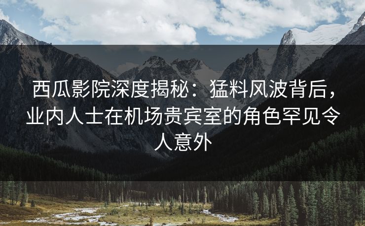西瓜影院深度揭秘：猛料风波背后，业内人士在机场贵宾室的角色罕见令人意外