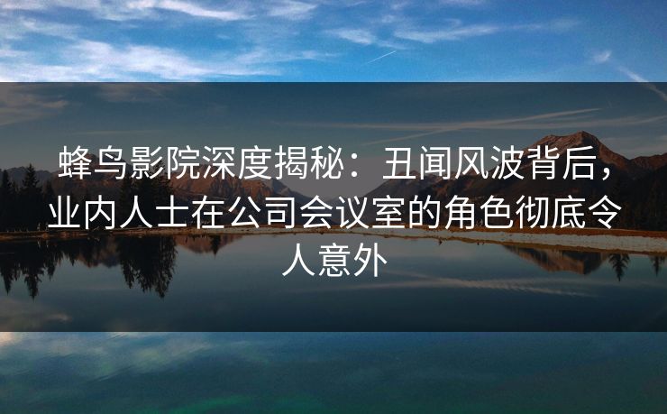 蜂鸟影院深度揭秘：丑闻风波背后，业内人士在公司会议室的角色彻底令人意外