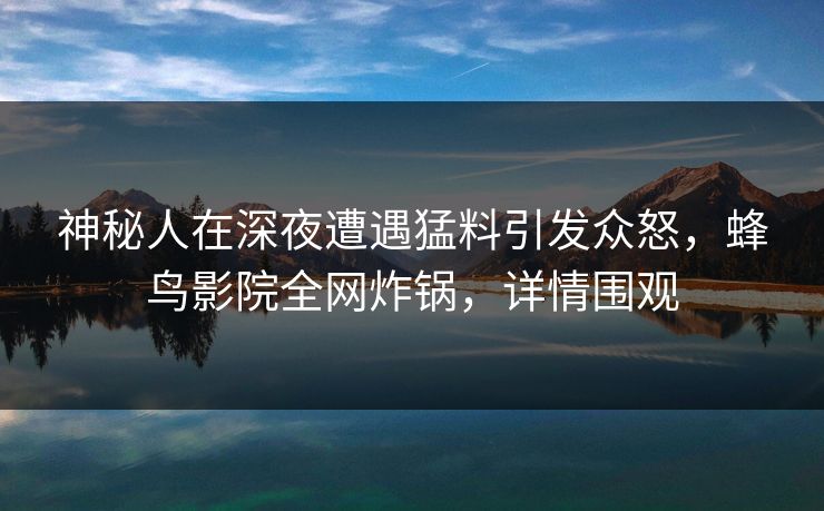 神秘人在深夜遭遇猛料引发众怒，蜂鸟影院全网炸锅，详情围观