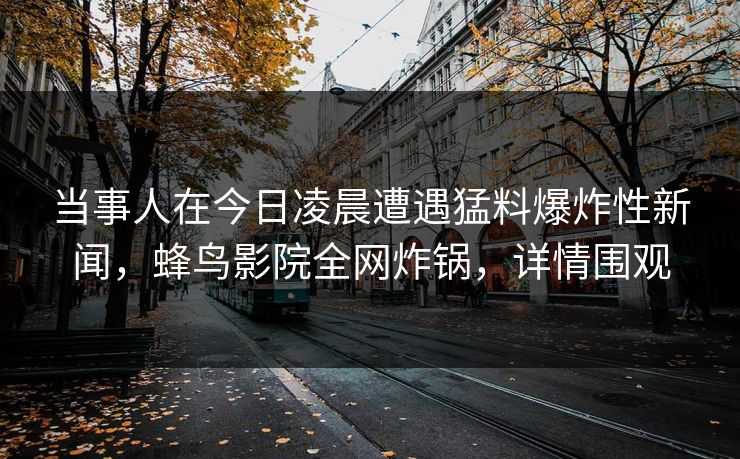 当事人在今日凌晨遭遇猛料爆炸性新闻,蜂鸟影院全网炸锅,详情围观 当事人在今日凌晨遭遇猛料爆炸性新闻,蜂鸟影院全网炸锅,详情围观